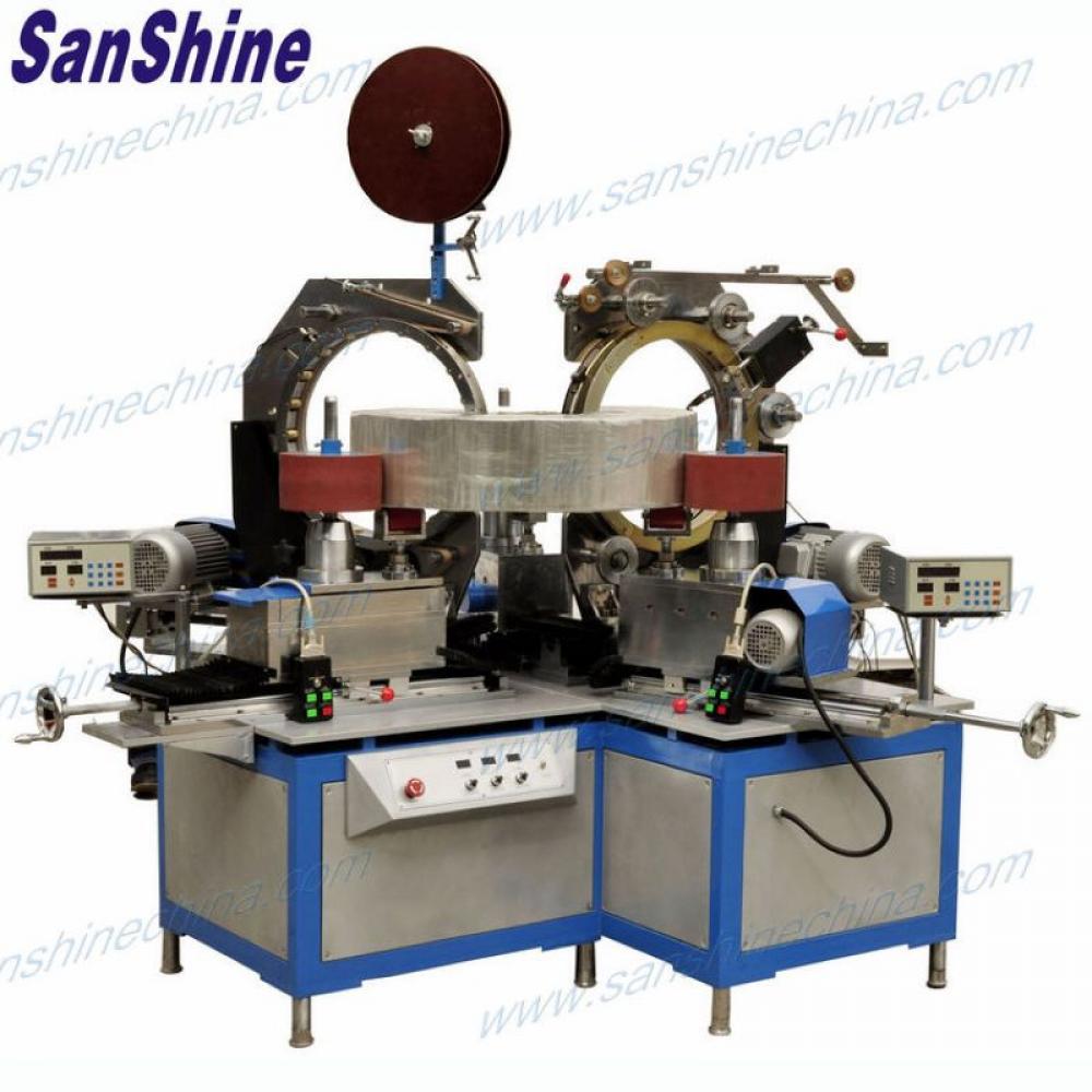 Automatic extra toroid double heads winding taping machine 